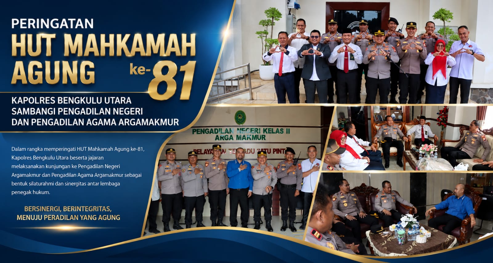 Peringati HUT ke-81 Mahkamah Agung, Kapolres Bengkulu Utara Sambangi PN dan PA Argamakmur Perkuat Sinergi