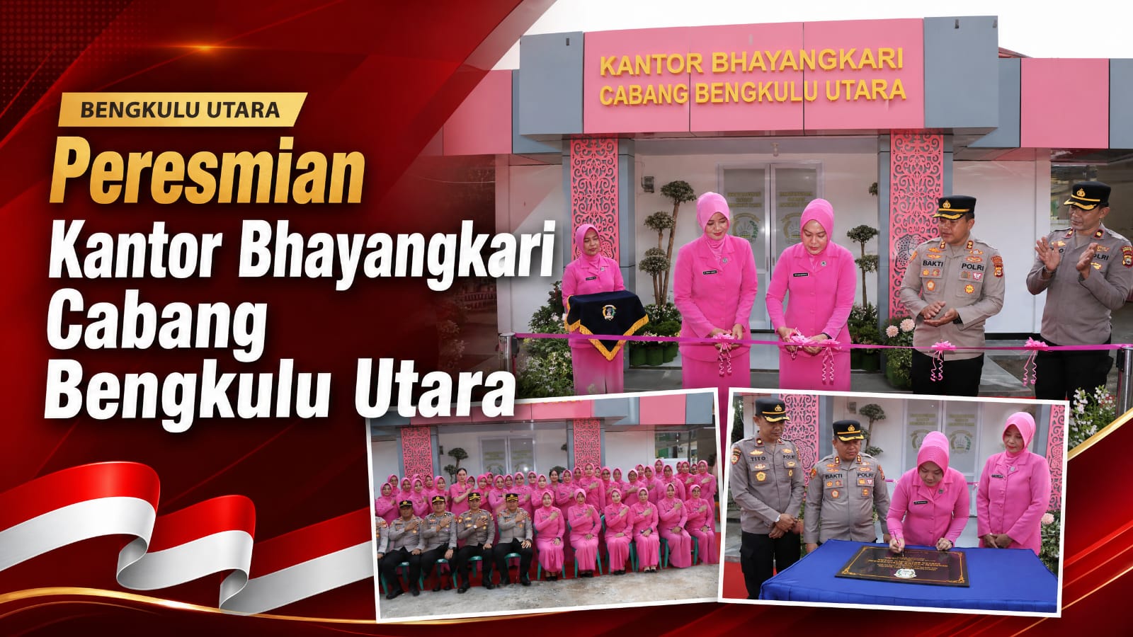 Kapolres dan Ketua Bhayangkari Cabang Bengkulu Utara Resmikan Wajah Baru Gedung Kantor Bhayangkari